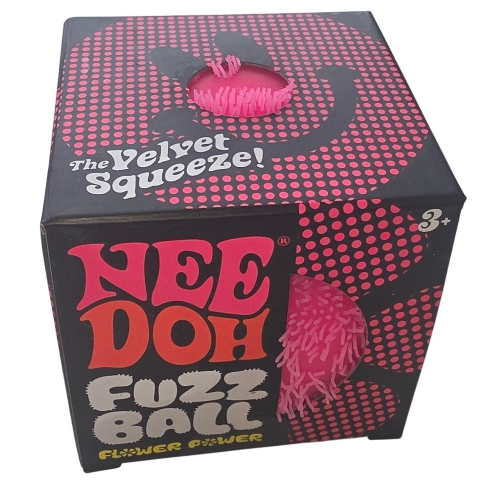 New NeeDoh Fuzz Ball Flower Power Pink Squishy Fidget Stress Ball Toy